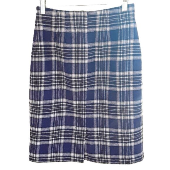 VINTAGE J.G. Hook Flannel Plaid Wool Blend Pencil Skirt Size 4 - Picture 4 of 6